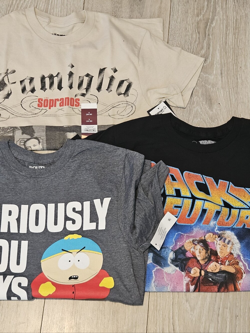 Mens Graphic T-Shirt Lot Of 3 Size S South Park Sopranos Back To The Future NWT